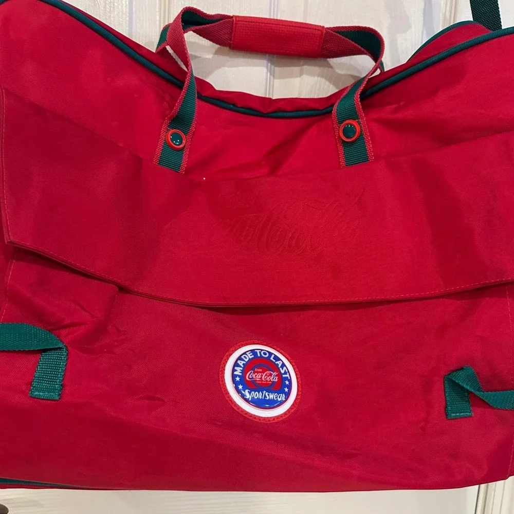 Vintage Coca-Cola Sportswear Red Nylon Duffel Bag Travel Weekender Gym Bag